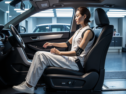 实际操作训练场景，教练在副驾驶指导学员开车，安全带防护